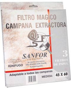 Filtro campana 60cm extractora sanfor papel blanco magico 63001