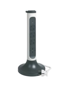 Base multiple electricidad protec-sobr corner revolution legrand 4x2p+t 2m blanco/negro abs