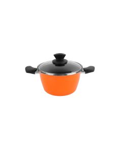 Olla cocina tapa cristal 20cm antiadherente todas cocinas hierro esmaltado naran
