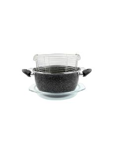 Sarten cocina 24cm antiadherente bicapa todas cocinas hierro esmaltado negro/bla