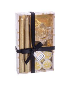 Vela navidad 21,70x13,30x3,80 + portavelas juinsa oro set 131199