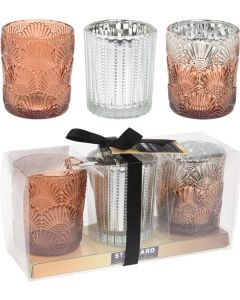 Portavela navidad vaso koopman vidrio acc695180 3 pz