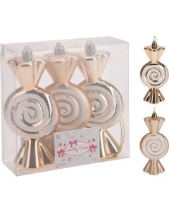 Adorno navidad caramelo koopman dorado awr301340 3 pz