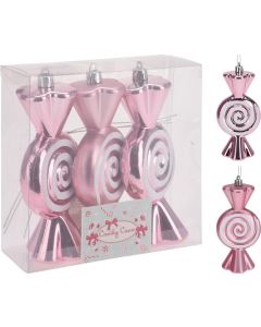 Adorno navidad caramelo koopman rosa awr301360 3 pz