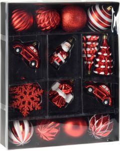 Adorno navidad surtido koopman rojo can223120 20 pz