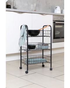 Carro hogar 3 cestos con ruedas metal negro florenz wenko