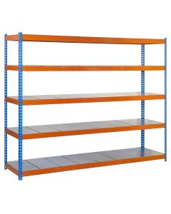 Estanteria ordenacion 5 baldas sin tornillos 1800x2000x450mm metal azul/naranja/galvanizado simonrack 8435104951606
