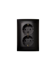 Base enchufe electricidad doble schuko tt empotrar negro serie 10 simon f1091459038