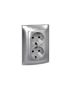 Base enchufe electricidad doble schuko tt empotrar aluminio serie 10 simon f1091459026