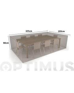 Funda mesa rectangular + 8 sillas vison 325 x 205 x h 90 nortene