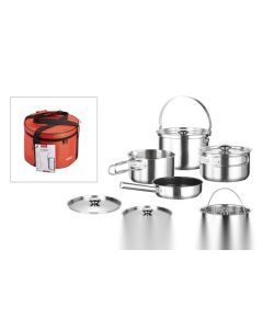 Bateria inox apilable 5p + 2tapas con bolsa transporte