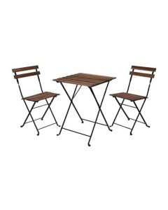 Mesa madera metal + 2 sillas plegables 55 x 54 cm