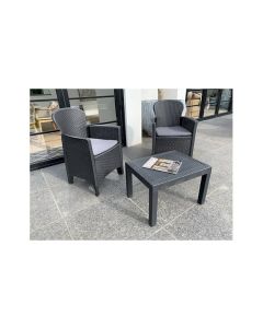 Sillon ratan resina 2 u + mesita antracita import