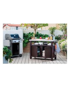 Mesa barbacoa resina marron ext. 124 x 54 x 90 cm keter