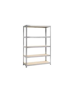 Estanteria metal galvanizado 5 estantes de madera sin tornillos 176 x 120 x 45 cm
