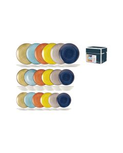 Vajilla 18 pzas stoneware surtida caribe colors