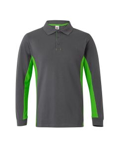 Polo manga larga algodon / poliest 180 gr gris / verde lima talla 3xl