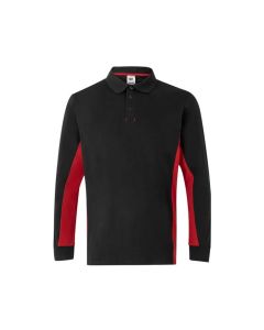 Polo manga larga algodon / poliest 180 gr negro / rojo talla m