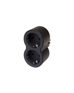 Adaptador frontal doble 10/16a entrada horizontal negro