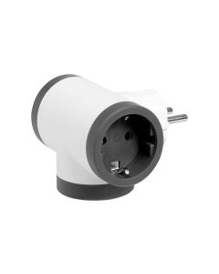 Adaptador lateral triple 10/16a blanco/gris oscuro