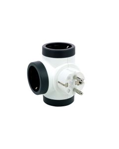 Adaptador triple rotativo 180º 10/16a lateral blanco/negro