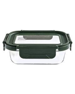 Contenedor vidrio rectangular 370 ml tapa vidrio