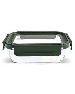 Contenedor vidrio rectangular 640 ml tapa vidrio