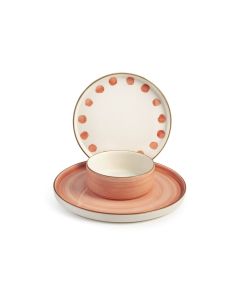 Set 3 platos 1 servicio ceramica decorada salmon