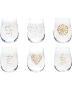 Vasos decorados surtidos set 6 uds oro