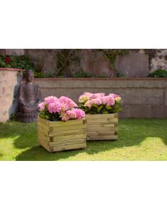 Jardinera de madera cuadrada spiro + geotextil 50 x 50 x 40 cm marron oscuro