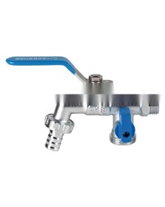 Grifo esfera jardin doble inox 316 toma para candado m-m 1/2" - 3/4" // 3-4" racord manguera