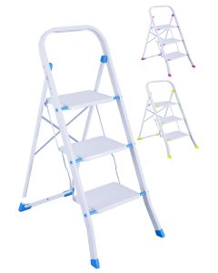 Taburete escalera praktico 3 peldaños blanco ambit