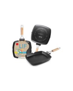 Grill liso aluminio fundido asa abatible lif 20 cm induccion ibili