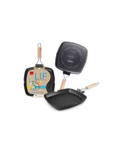 Grill ondulado aluminio fundido asa abatible lif 20 cm induccion ibili