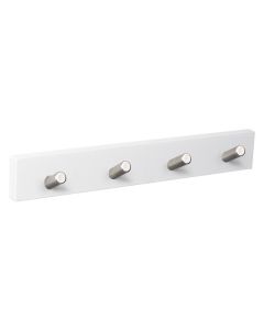Percha pared 4 pomos inclinados blanco inox nesu