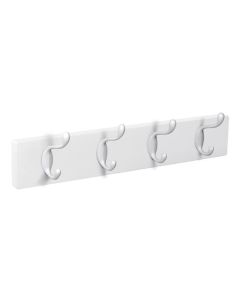 Percha pared madera blanca 4 ganchos blancos nesu