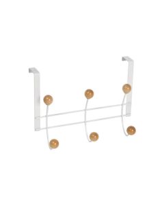 Percha sobrepuerta blanca 6 bolas haya natural nesu