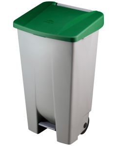 Contenedor selectivo tapa azul pedal y ruedas 80 l denox