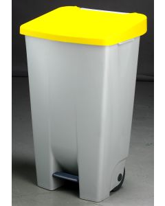 Contenedor selectivo tapa amarillo pedal y ruedas 80 l denox