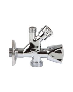 Valvula mixta salida doble lavadora/lavabo 1/2" // 3/4" 3/8" genebre