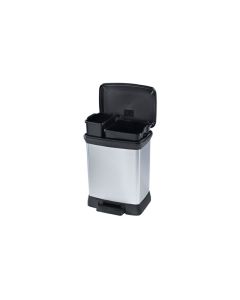 Cubo pedal duo plastico decorado metal plata 10 l+18 l curver