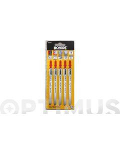 Hoja sierra calar para metal y pvc t318 bf 5 uds recto fino. logitud 130 mm ironside