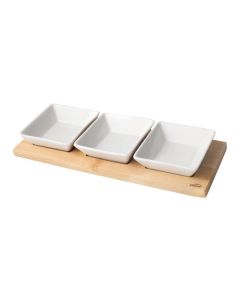 Bandeja aperitivos base bambu 3 cuencos 28 x 10 cm lacor
