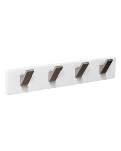 Percha pared madera blanca 4 ganchos inox mate nesu