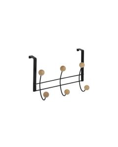 Percha sobrepuerta negra 6 bolas haya natural nesu