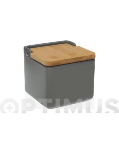 Salero tapa bambu gris versa