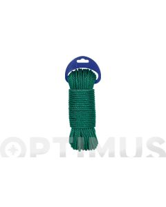 Cuerda polietileno cableada 4 cabos ø 5 mm 25 mt verde rombull