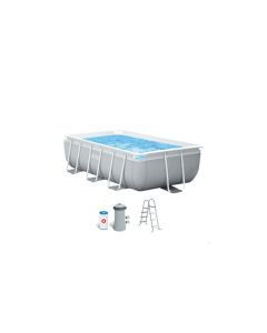 Piscina rectangular prism frame con bomba y escalera 300x175x80cm intex