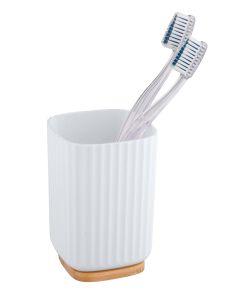 Vaso portacepillo blanco/bambu serie rotello wenko