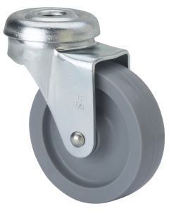Rueda giratoria agujero pasante 015kg cojinete liso 030mm polipropileno gris ruedas alex 3-0005